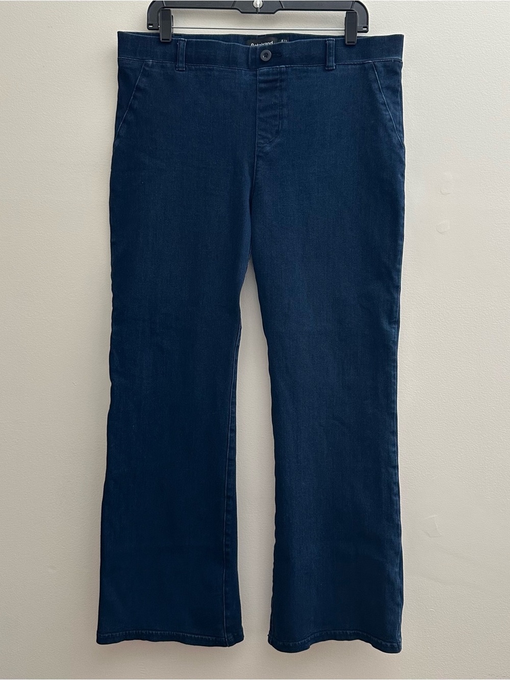 Betabrand Women’s Dark Wash Bootcut Pull On Stretch Jeans Size XL Petite 36W 29L